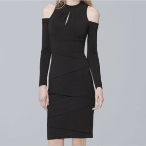 White House Black Market Black Layered Long Sleeve Cold Shoulder Dress